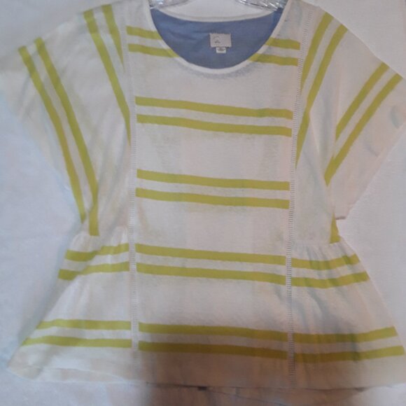 New w/o tags Beautiful Tunic Top - purchased at Anthropologie pastel yellow and - Picture 7 of 8